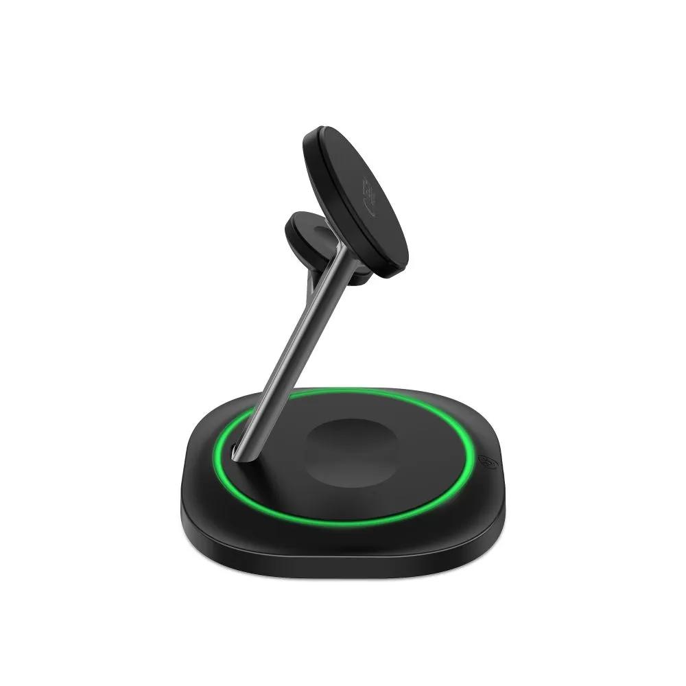 Bezvadu lādētājs  TECH-PROTECT QI15W-A46 3IN1 MAGNETIC MAGSAFE WIRELESS CHARGER melns