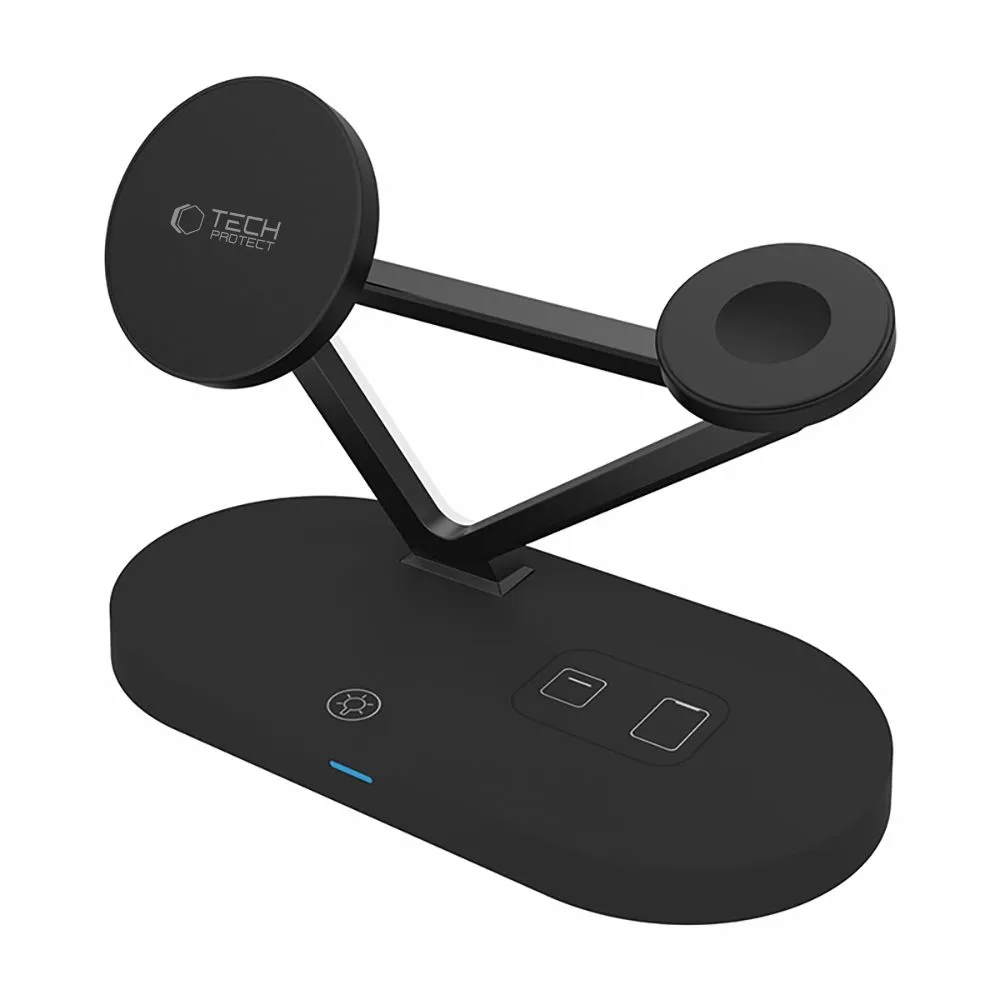Bezvadu lādētājs  TECH-PROTECT QI15W-A41 3IN1 MAGNETIC MAGSAFE WIRELESS CHARGER melns