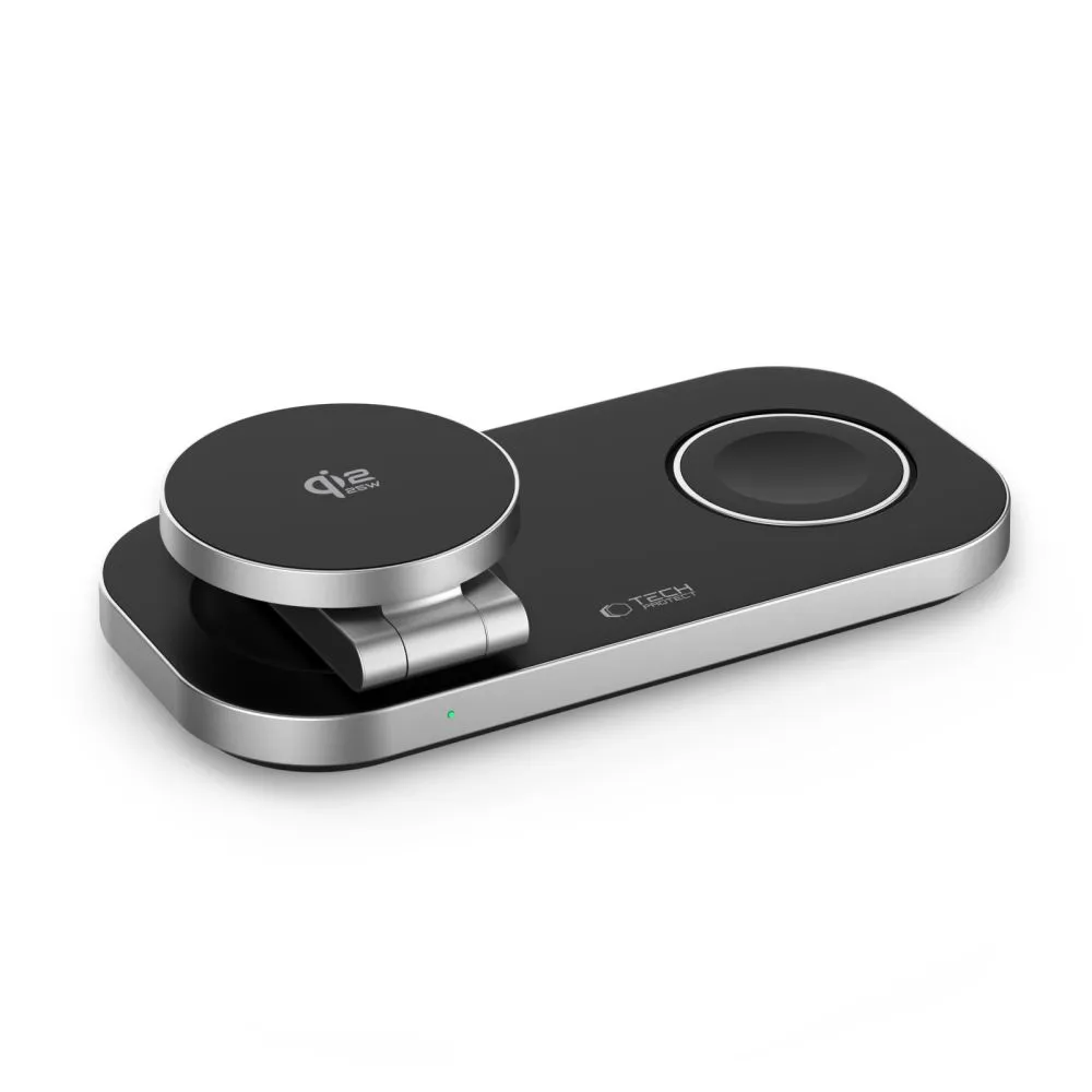 Bezvadu lādētājs  TECH-PROTECT A52 3IN1 MAGNETIC MAGSAFE WIRELESS CHARGER 25W QI2.2 Viedierīču  melns