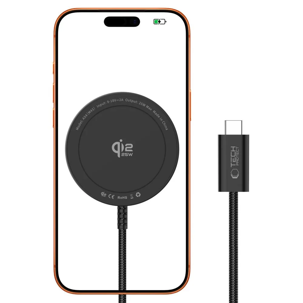 Bezvadu lādētājs  TECH-PROTECT A54 MAGNETIC MAGSAFE WIRELESS CHARGER 25W QI2.2 Viedierīču  melns