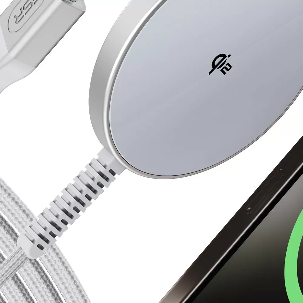 Bezvadu lādētājs  ESR HALOLOCK QI2 MINI MAGNETIC MAGSAFE WIRELESS CHARGER 15W sudraba
