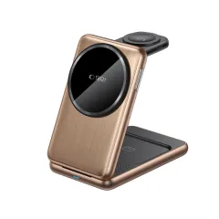 Bezvadu lādētājs  TECH-PROTECT QI15W-A42 3IN1 MAGNETIC MAGSAFE WIRELESS CHARGER zeltīts