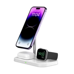 Bezvadu lādētājs  TECH-PROTECT QI15W A22 3IN1 MAGNETIC MAGSAFE WIRELESS CHARGER balts