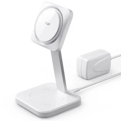 Bezvadu lādētājs  ESR HALOLOCK 2IN1 CRYOBOOST MAGNETIC MAGSAFE WIRELESS CHARGER balts