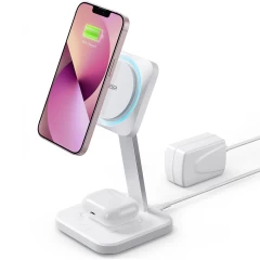 Bezvadu lādētājs  ESR HALOLOCK 2IN1 CRYOBOOST MAGNETIC MAGSAFE WIRELESS CHARGER balts
