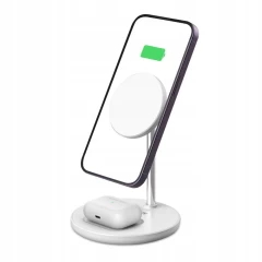 Bezvadu lādētājs  TECH-PROTECT QI15W-A21 2IN1 MAGNETIC MAGSAFE WIRELESS CHARGER balts