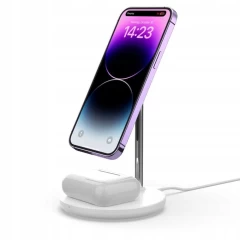 Bezvadu lādētājs  TECH-PROTECT QI15W-A21 2IN1 MAGNETIC MAGSAFE WIRELESS CHARGER balts