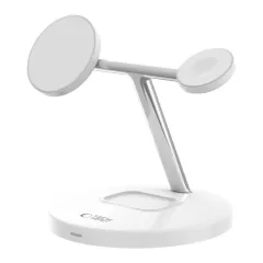 Bezvadu lādētājs  TECH-PROTECT QI15W-A35 3IN1 MAGNETIC MAGSAFE WIRELESS CHARGER balts