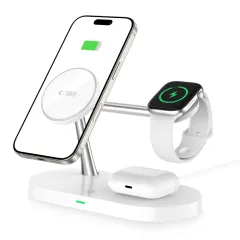 Bezvadu lādētājs  TECH-PROTECT A12 3IN1 MAGNETIC MAGSAFE WIRELESS CHARGER balts