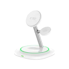 Bezvadu lādētājs  TECH-PROTECT QI15W-A46 3IN1 MAGNETIC MAGSAFE WIRELESS CHARGER balts