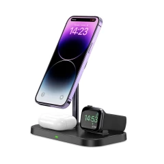 Bezvadu lādētājs  TECH-PROTECT QI15W A22 3IN1 MAGNETIC MAGSAFE WIRELESS CHARGER melns