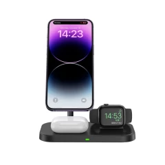 Bezvadu lādētājs  TECH-PROTECT QI15W A22 3IN1 MAGNETIC MAGSAFE WIRELESS CHARGER melns