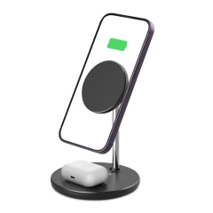 Bezvadu lādētājs  TECH-PROTECT QI15W-A21 2IN1 MAGNETIC MAGSAFE WIRELESS CHARGER melns