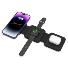 Bezvadu lādētājs  TECH-PROTECT QI15W-A24 3IN1 MAGNETIC MAGSAFE WIRELESS CHARGER melns