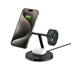 Bezvadu lādētājs  TECH-PROTECT QI15W-A35 3IN1 MAGNETIC MAGSAFE WIRELESS CHARGER melns
