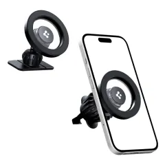 Trådlösa laddare  SPIGEN MFT13 MAGNETIC MAGSAFE DASHBOARD & VENT CAR MOUNT svart