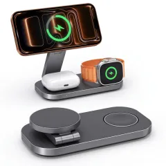  Bezvadu lādētājs Viedierīču Aksesuāri TECH-PROTECT A52 3IN1 MAGNETIC MAGSAFE WIRELESS CHARGER 25W QI2.2