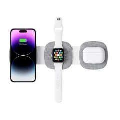 Bezvadu lādētājs  TECH-PROTECT QI15W-A32 3IN1 MAGNETIC MAGSAFE WIRELESS CHARGER pelēks