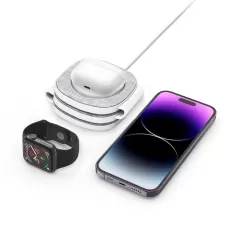 Bezvadu lādētājs  TECH-PROTECT QI15W-A32 3IN1 MAGNETIC MAGSAFE WIRELESS CHARGER pelēks
