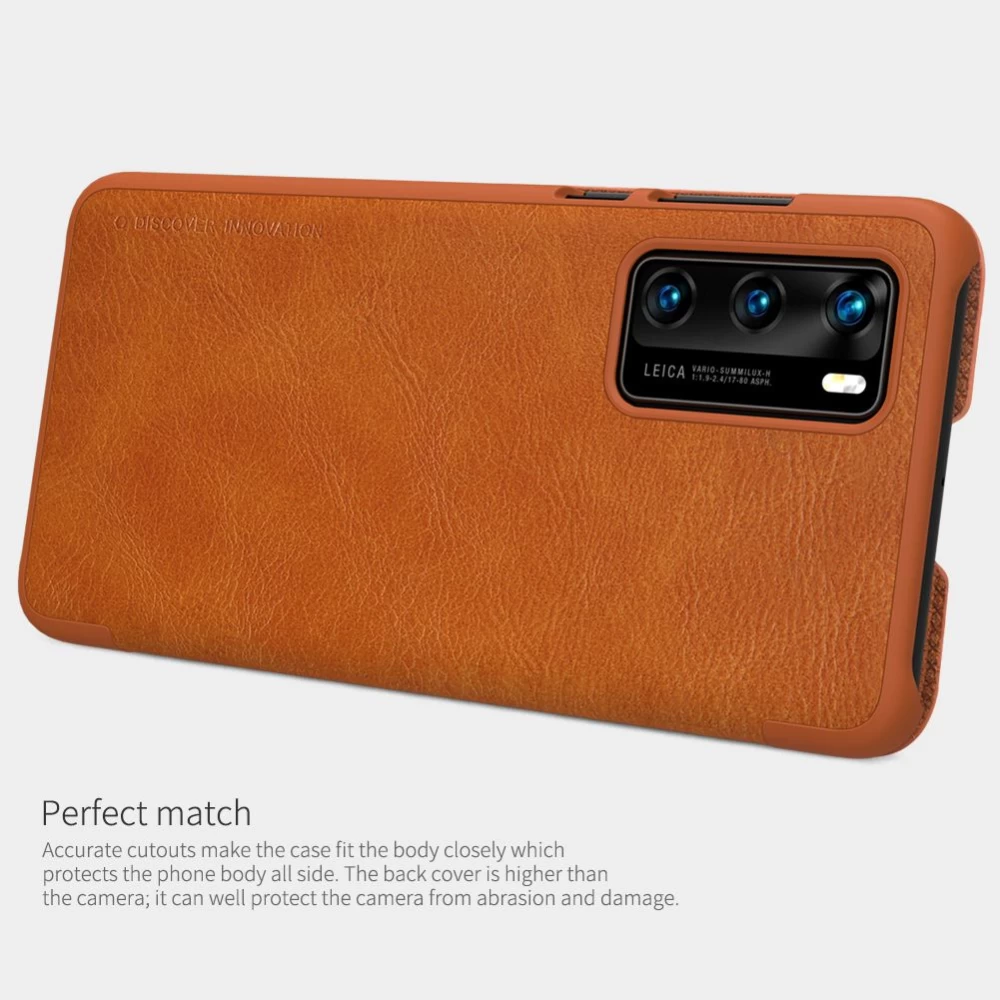 Huawei P40 suojakotelo ruskea Nillkin Qin Leather