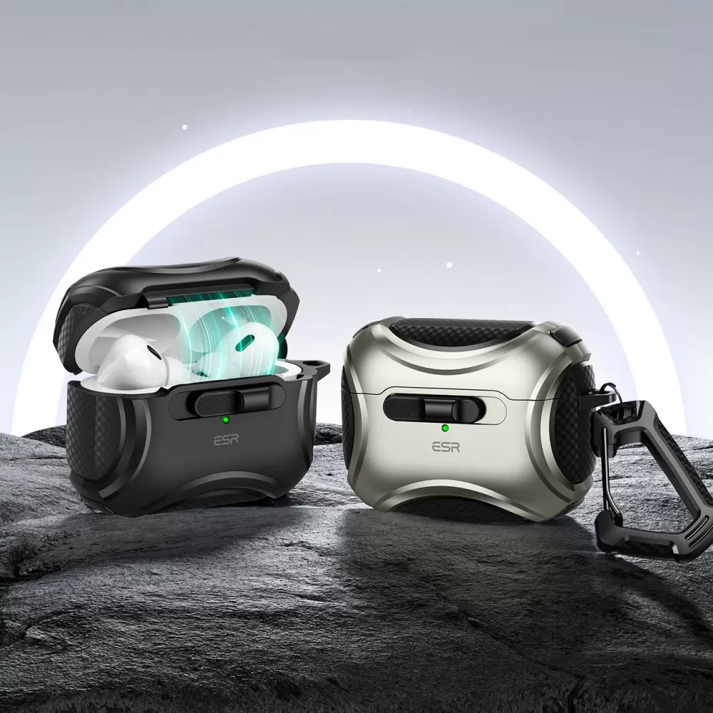 Apple AirPods Pro suojakuori, suojakotelo musta ESR CYBER FLICKLOCK HALOLOCK MAGSAFE