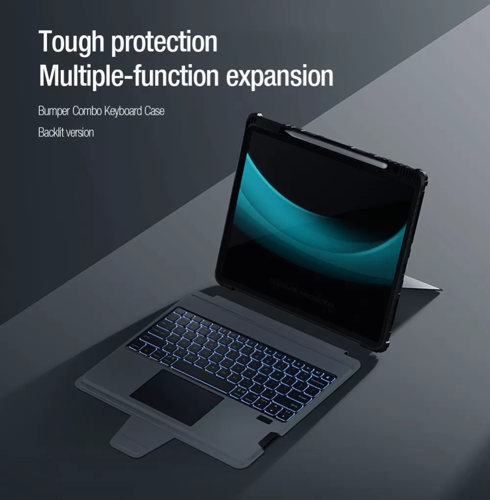 Apple iPad Pro 12.9 (2020) maciņš melns NILLKIN BUMPER COMBO KEYBOARD (BACKLIT VERSION)