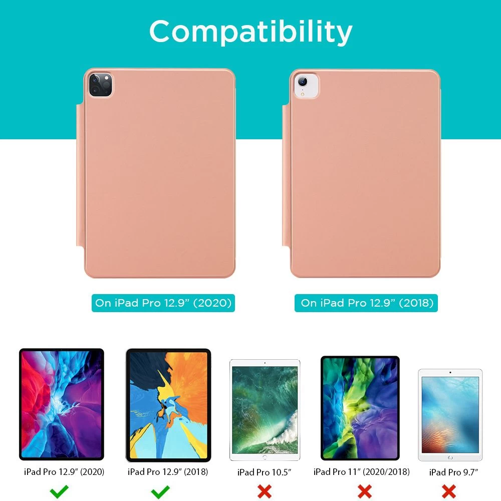 Apple iPad Pro 12.9 (2020) maciņš rozā zelta ESR Rebound Magnetic with clasp