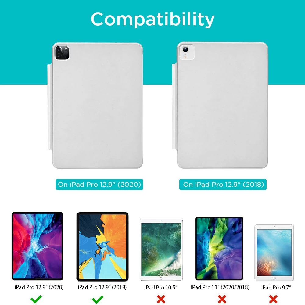 Apple iPad Pro 12.9 (2020) tablet skal, fodral silver ESR Rebound Magnetic with clasp