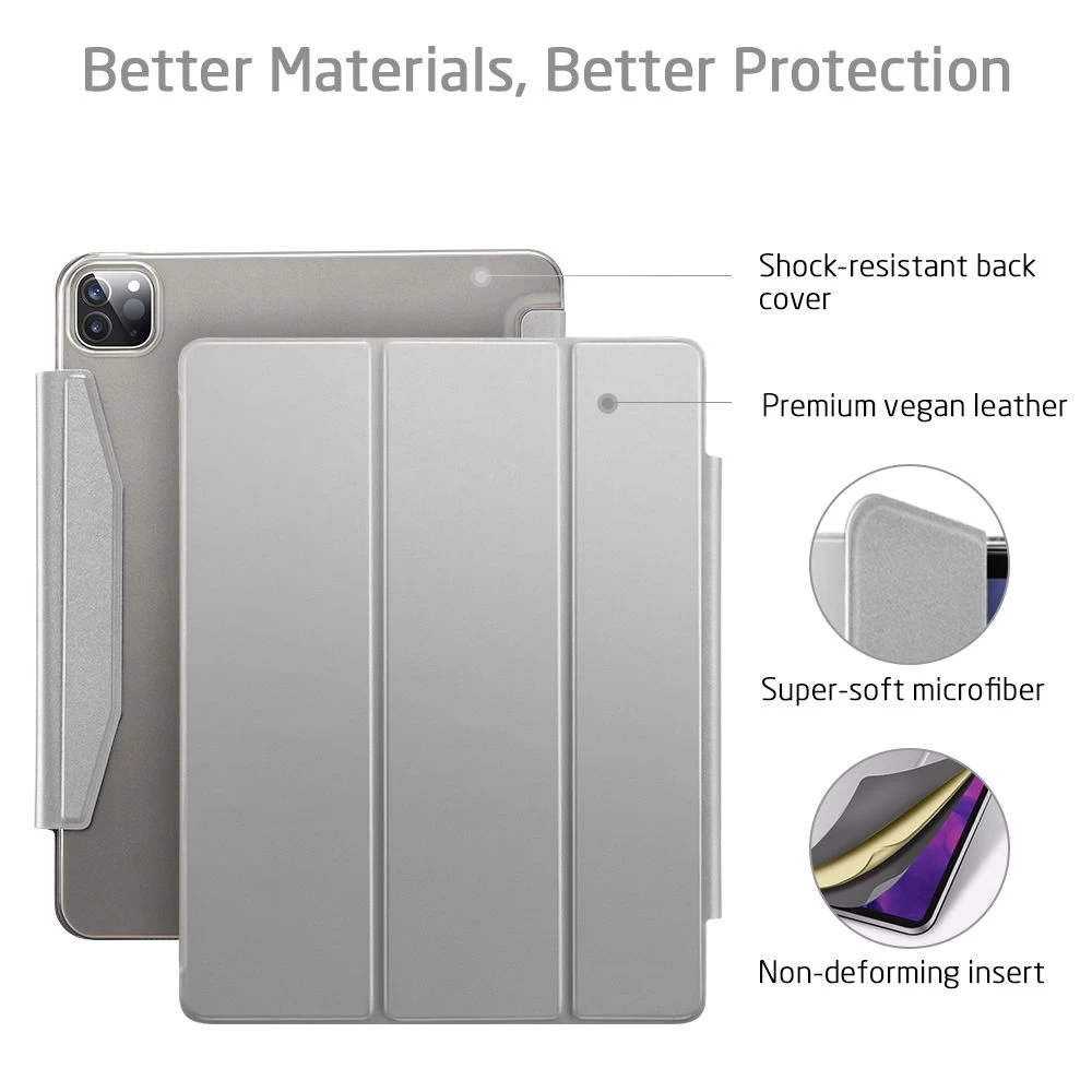 Apple iPad Pro 12.9 (2020) maciņš sudraba ESR Yippee Trifold with Clasp