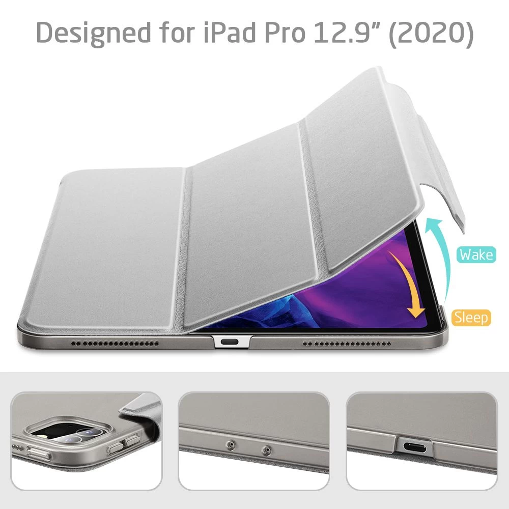 Apple iPad Pro 12.9 (2020) maciņš sudraba ESR Yippee Trifold with Clasp