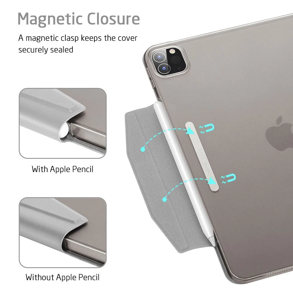 Apple iPad Pro 12.9 (2020) maciņš sudraba ESR Yippee Trifold with Clasp