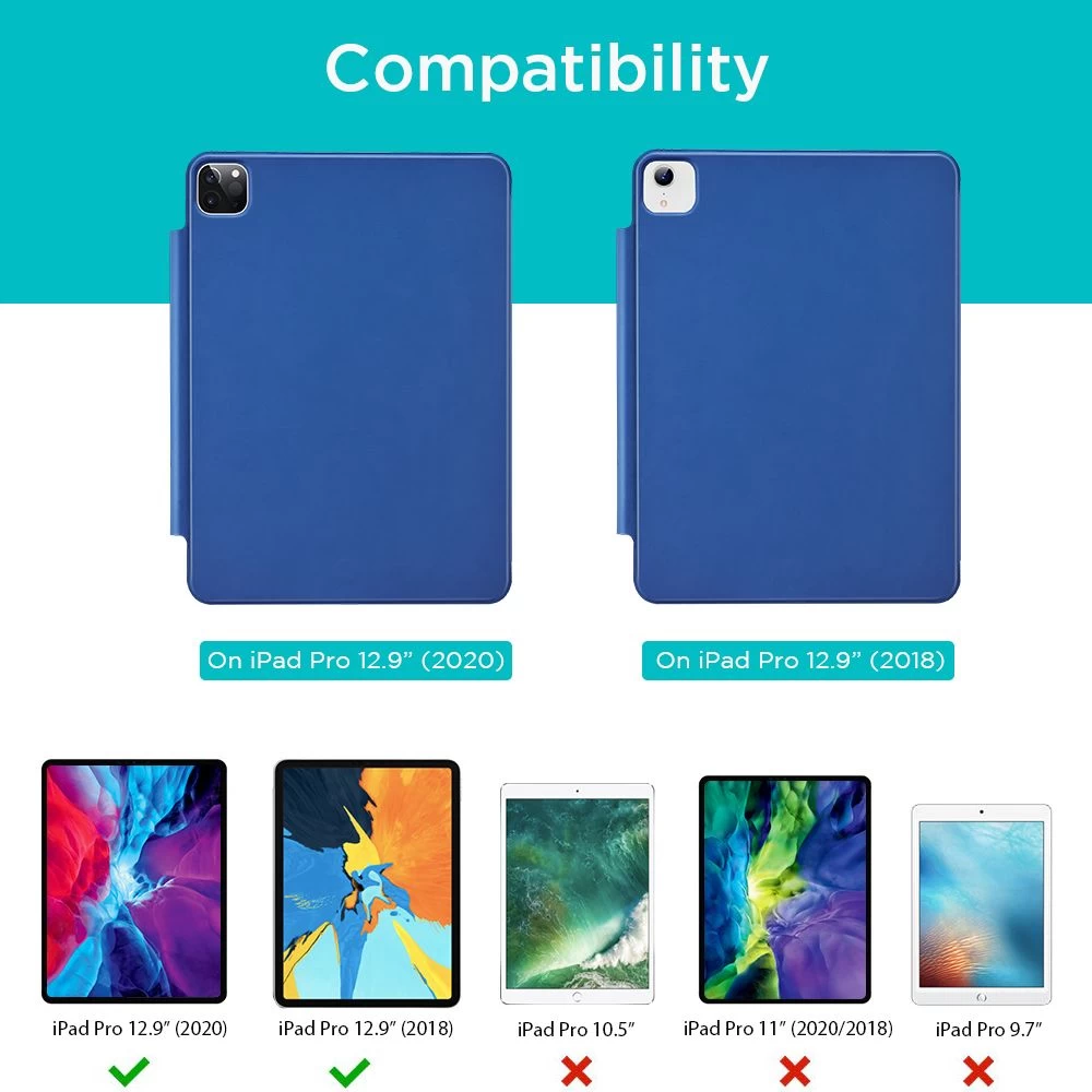 Apple iPad Pro 12.9 (2020) tablet skal, fodral blå ESR Rebound Magnetic with clasp