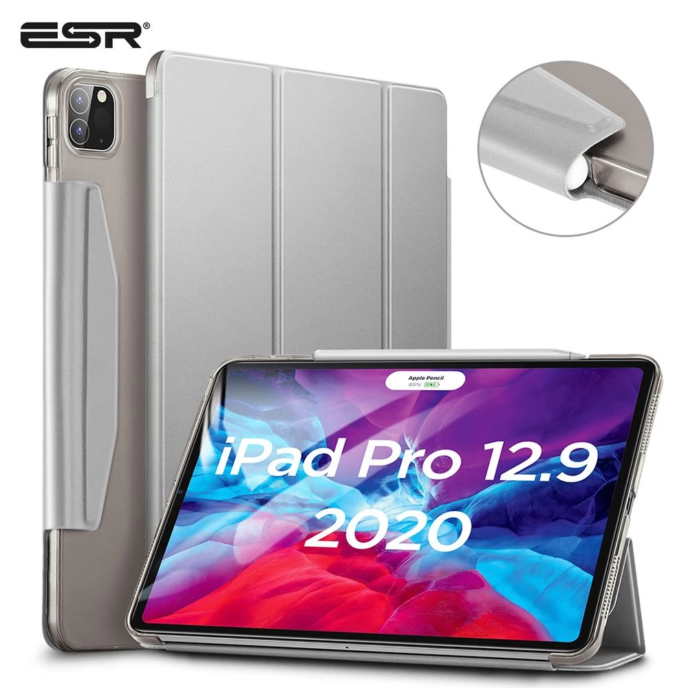 Apple iPad Pro 12.9 (2020) maciņš sudraba ESR Yippee Trifold with Clasp