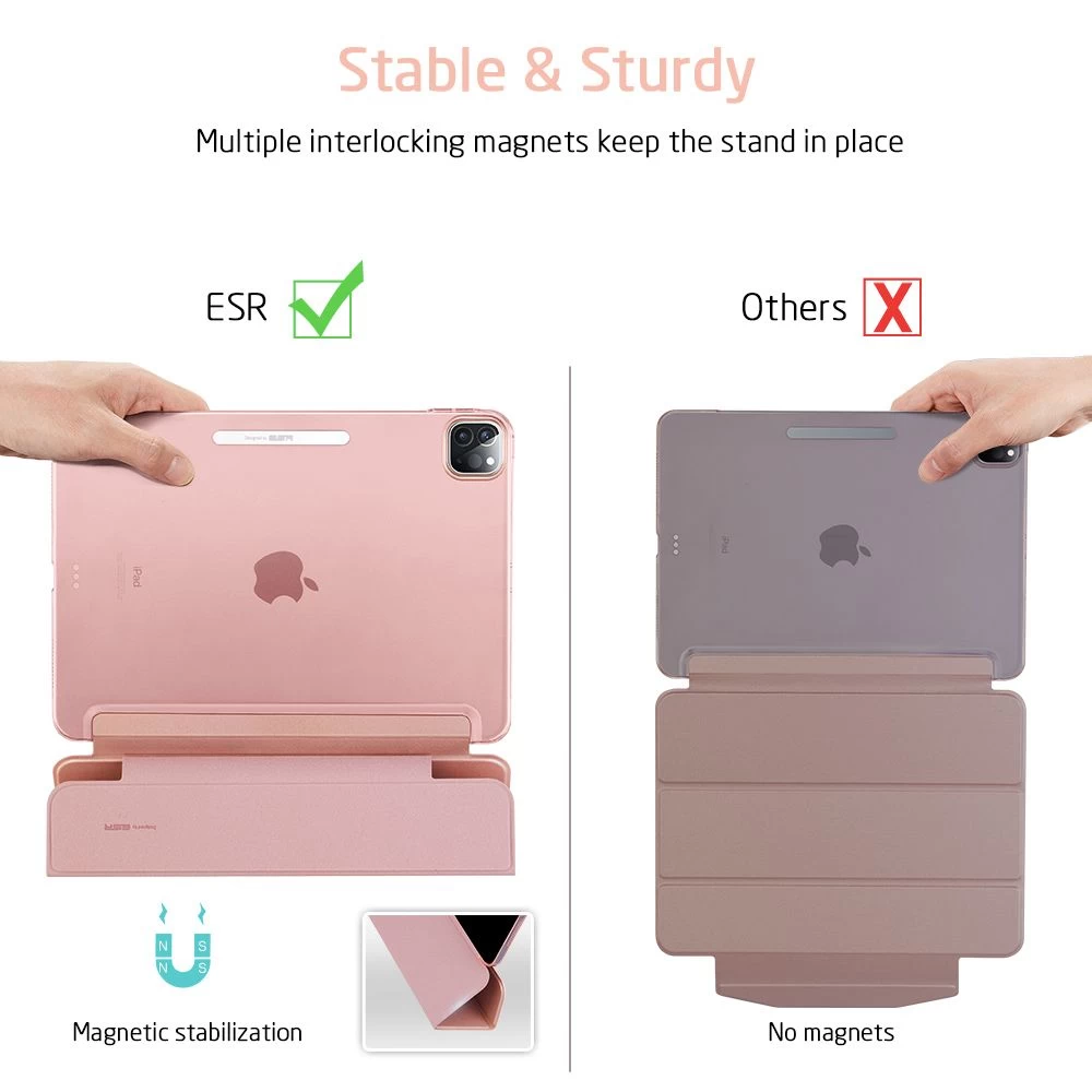 Apple iPad Pro 11 (2020) maciņš rozā zelta ESR Yippee Trifold with Clasp