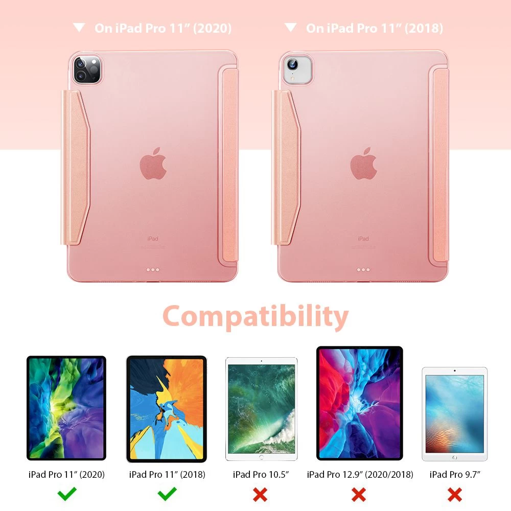 Apple iPad Pro 11 (2020) maciņš rozā zelta ESR Yippee Trifold with Clasp
