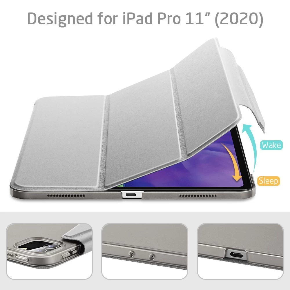 Apple iPad Pro 11 (2020) tablet skal, fodral silver ESR Yippee Trifold with Clasp