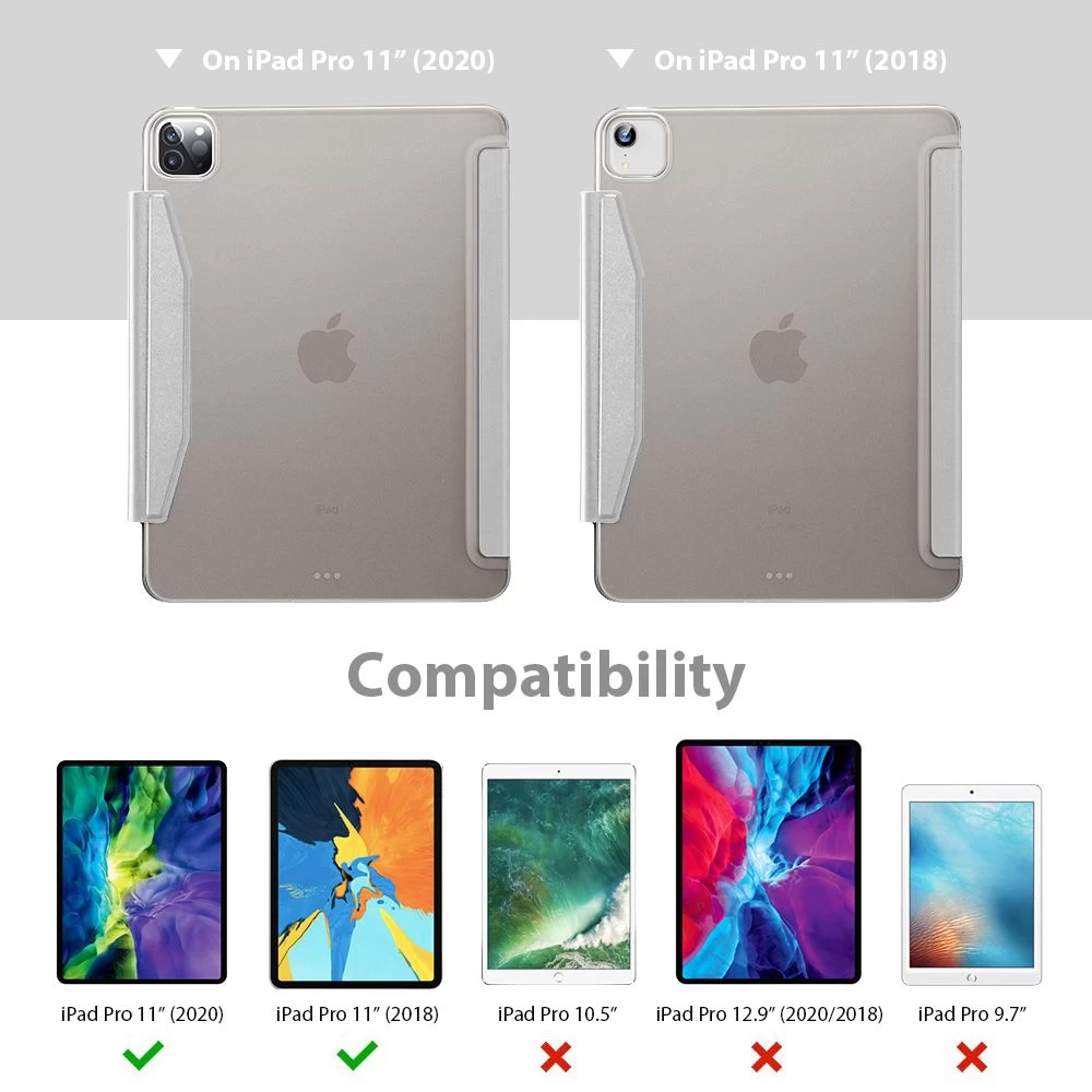 Apple iPad Pro 11 (2020) tablet skal, fodral silver ESR Yippee Trifold with Clasp