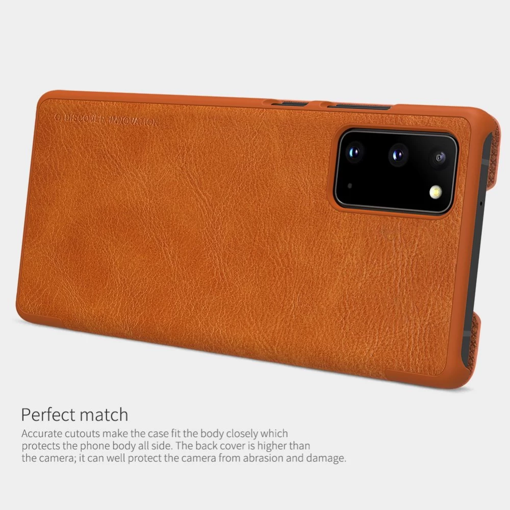 Samsung Galaxy Note 20 dėklas rudas Nillkin Qin Leather