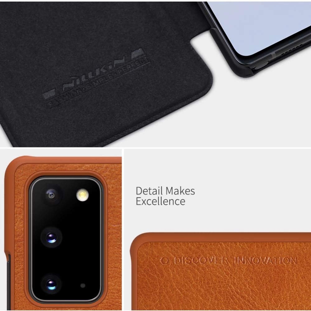 Samsung Galaxy Note 20 dėklas rudas Nillkin Qin Leather