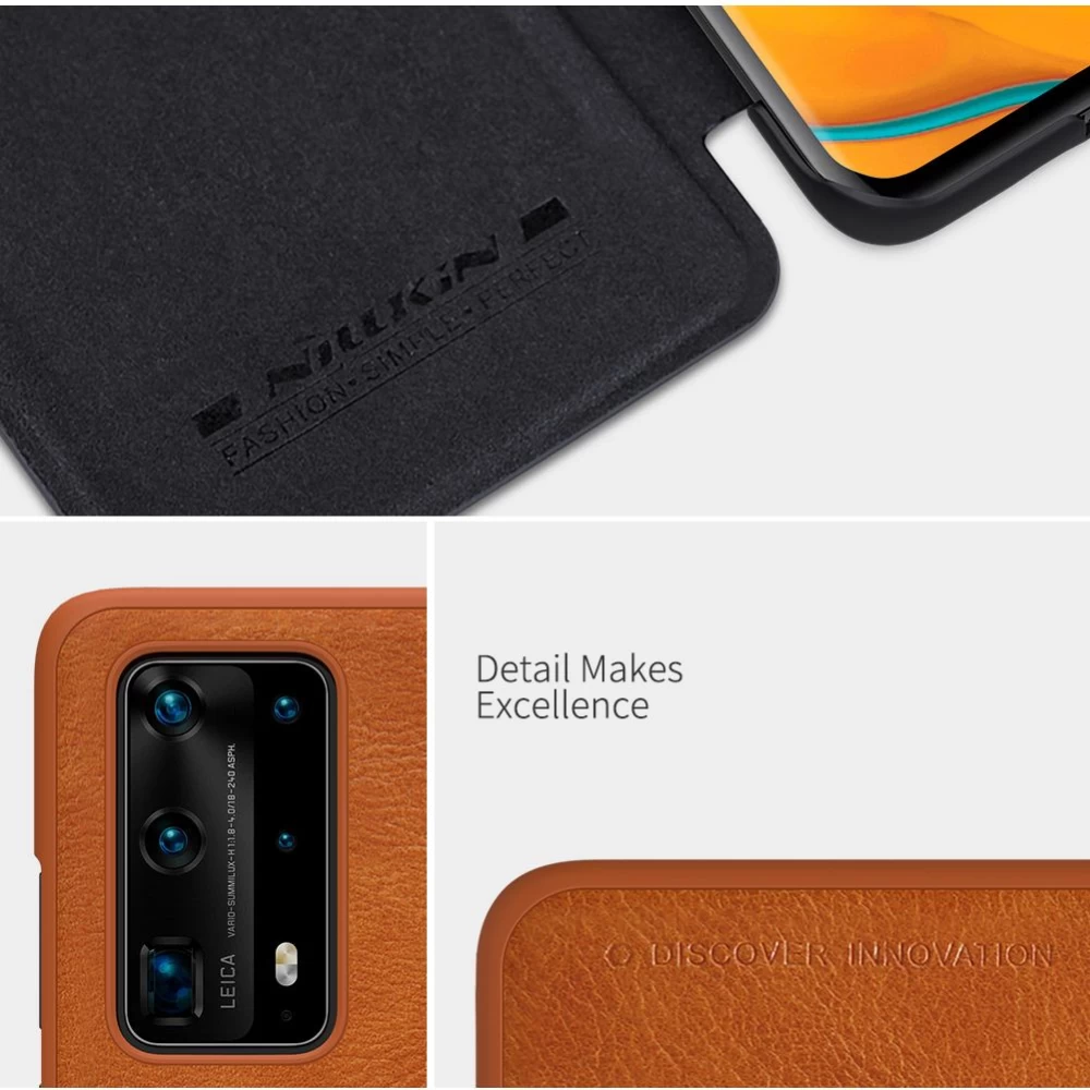 Huawei P40 Pro Plus чехол коричневый Nillkin Qin Leather