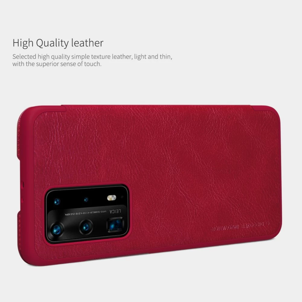 Huawei P40 Pro Plus fodral röd Nillkin Qin Leather 
