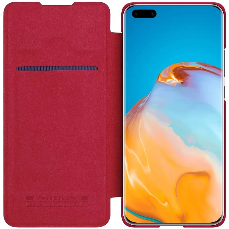 Huawei P40 Pro Plus fodral röd Nillkin Qin Leather
