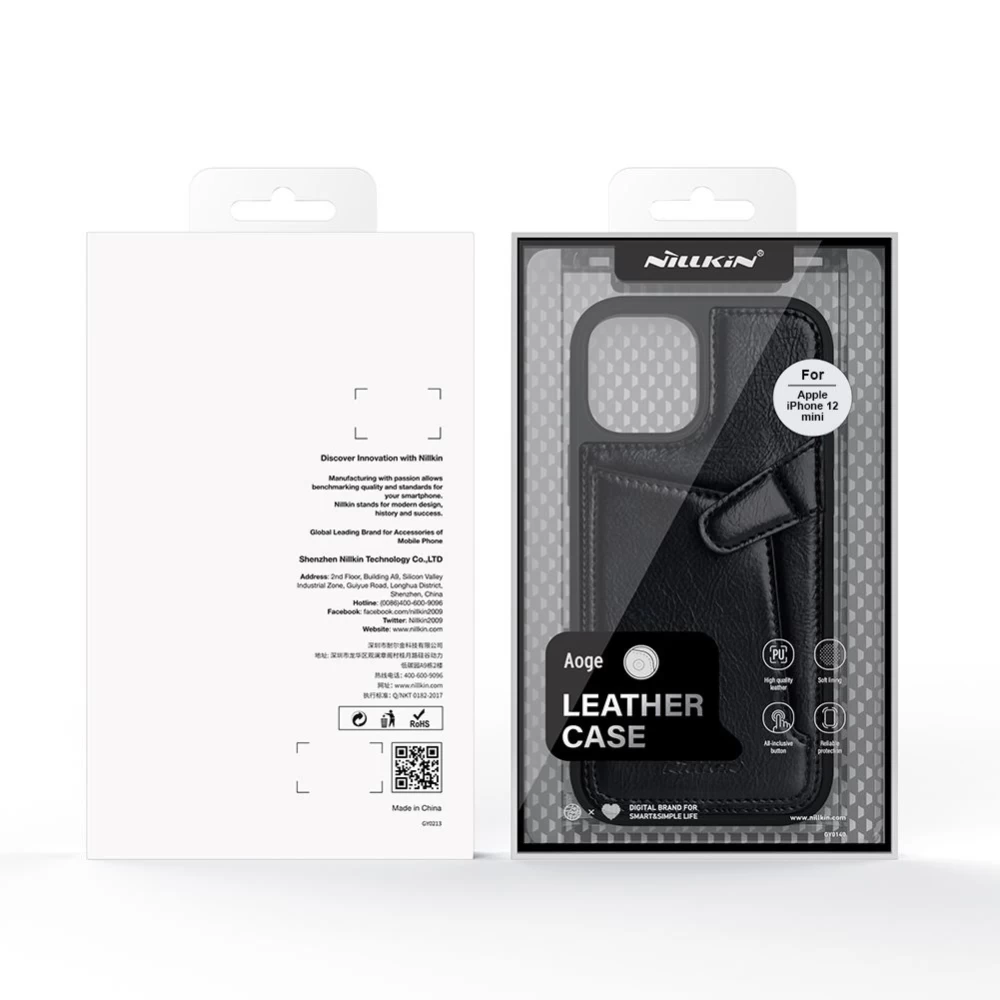Apple iPhone 12 Mini skal svart Nillkin Aoge Leather