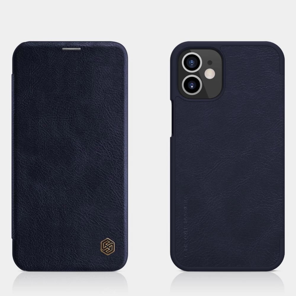 Apple iPhone 12 Mini fodral blå Nillkin Qin Leather