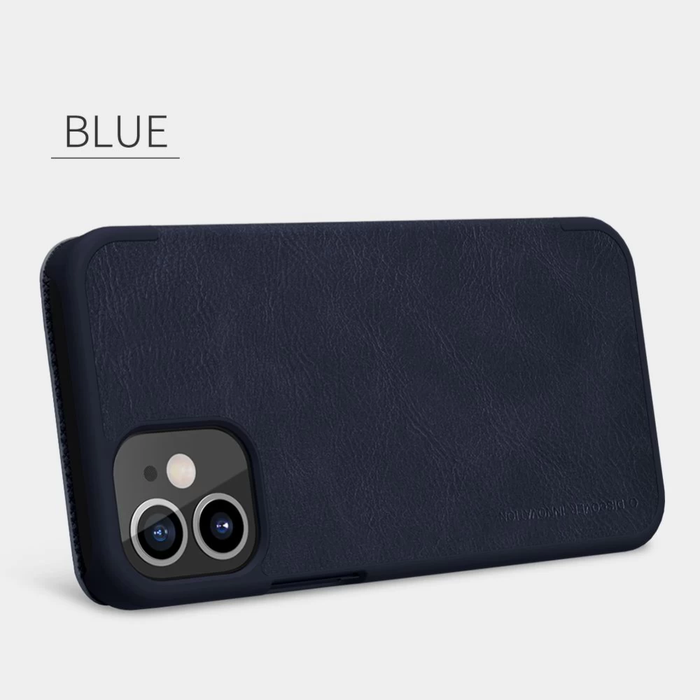 Apple iPhone 12 Mini fodral blå Nillkin Qin Leather