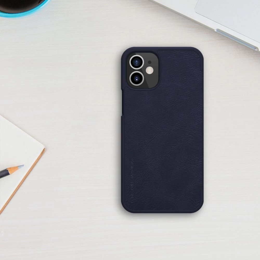 Apple iPhone 12 Mini fodral blå Nillkin Qin Leather