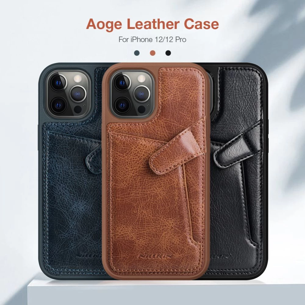Apple iPhone 12 dėklas rudas Nillkin Aoge Leather