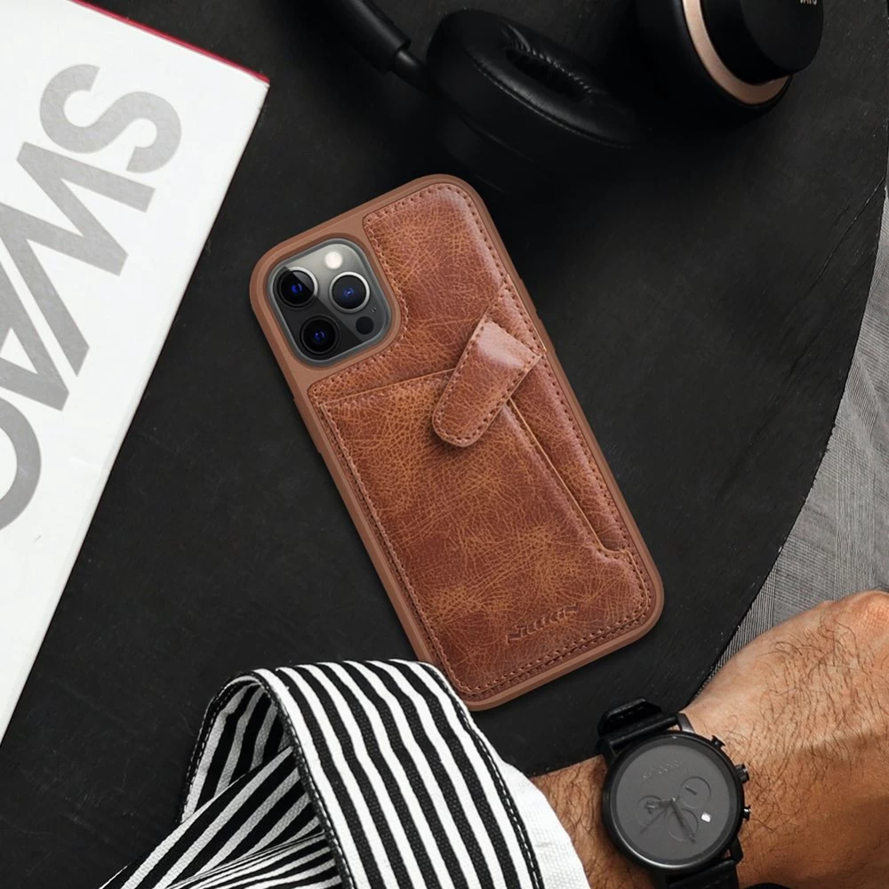 Apple iPhone 12 dėklas rudas Nillkin Aoge Leather