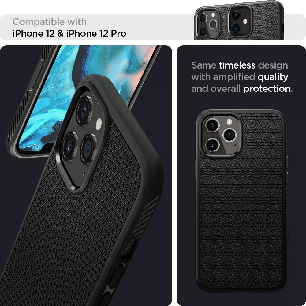 Apple iPhone 12 dėklas Juoda SPIGEN LIQUID AIR