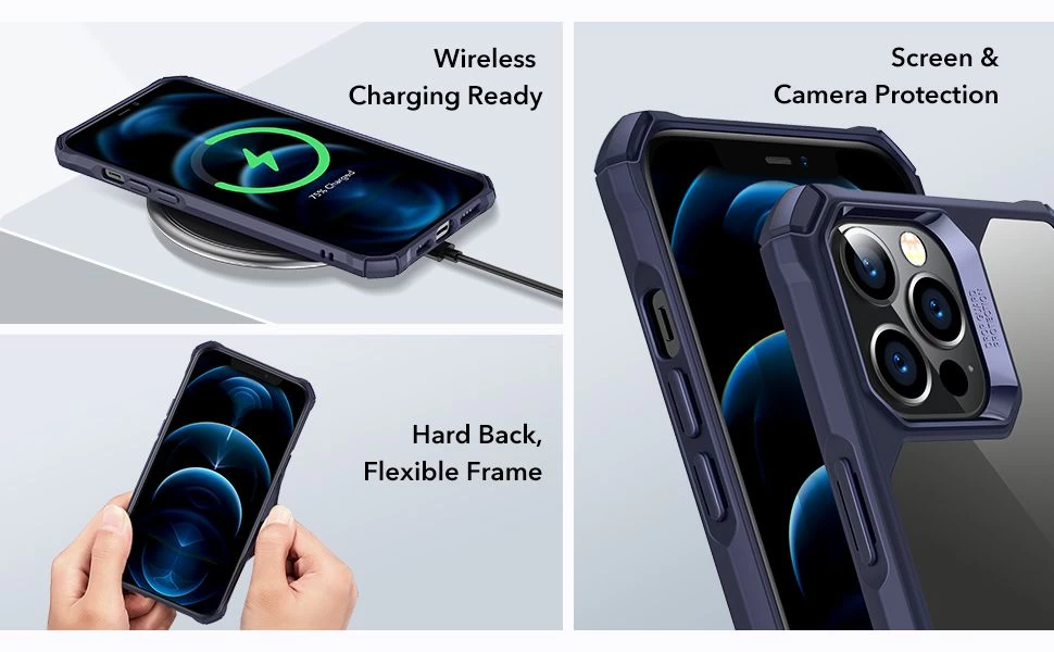 Apple iPhone 12 Pro Max suojakuori läpinäkyvä sininen ESR Air Armor